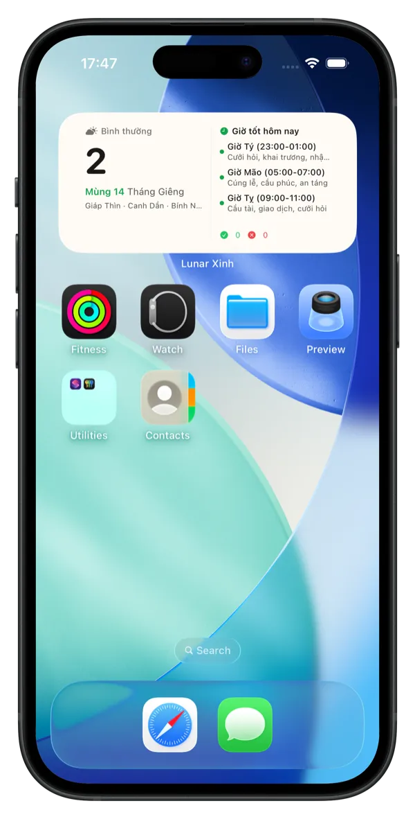 Ngày âm ngay trên màn hình chính / Lunar date, always on your screen